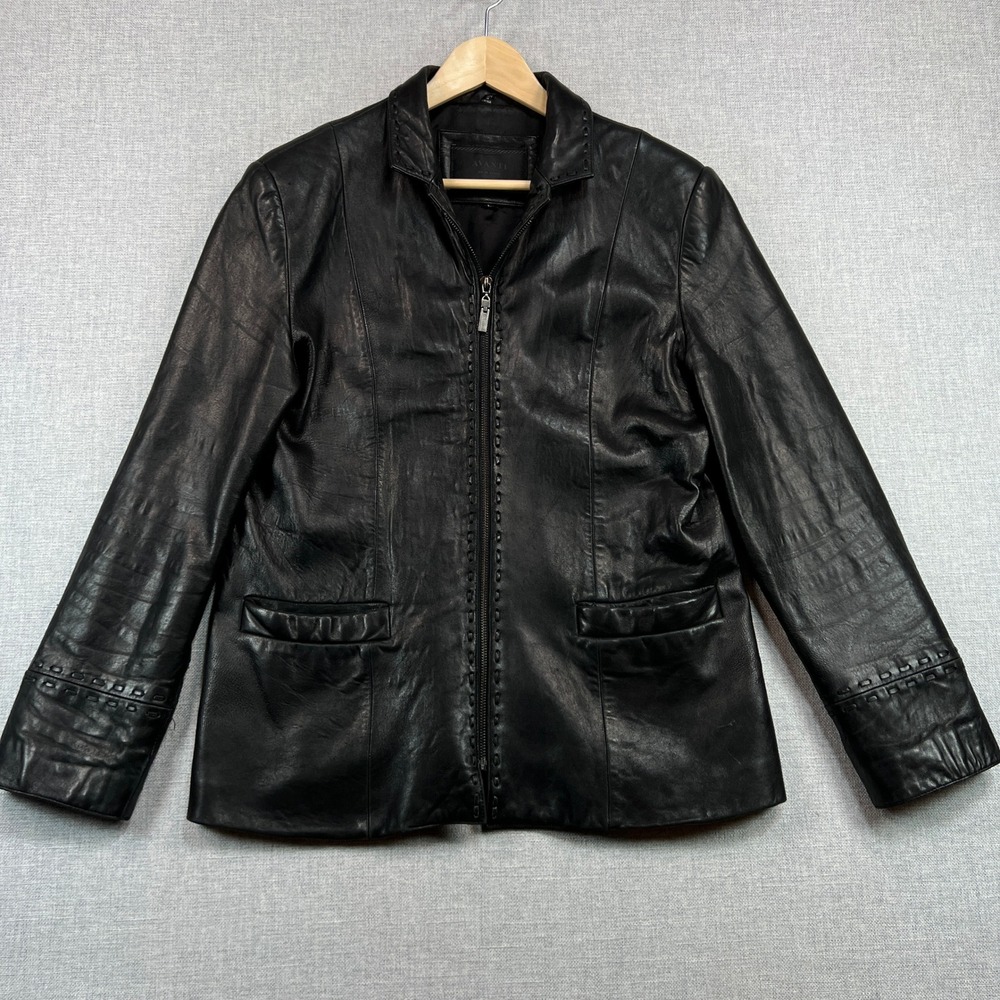 Vintage Avanti New York Women's L Genuine Leather Jacket Y2K Minimalist Biker